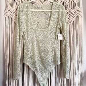Free People Intimately Quiet Fern Lace Bodysuit NWT Size Medium